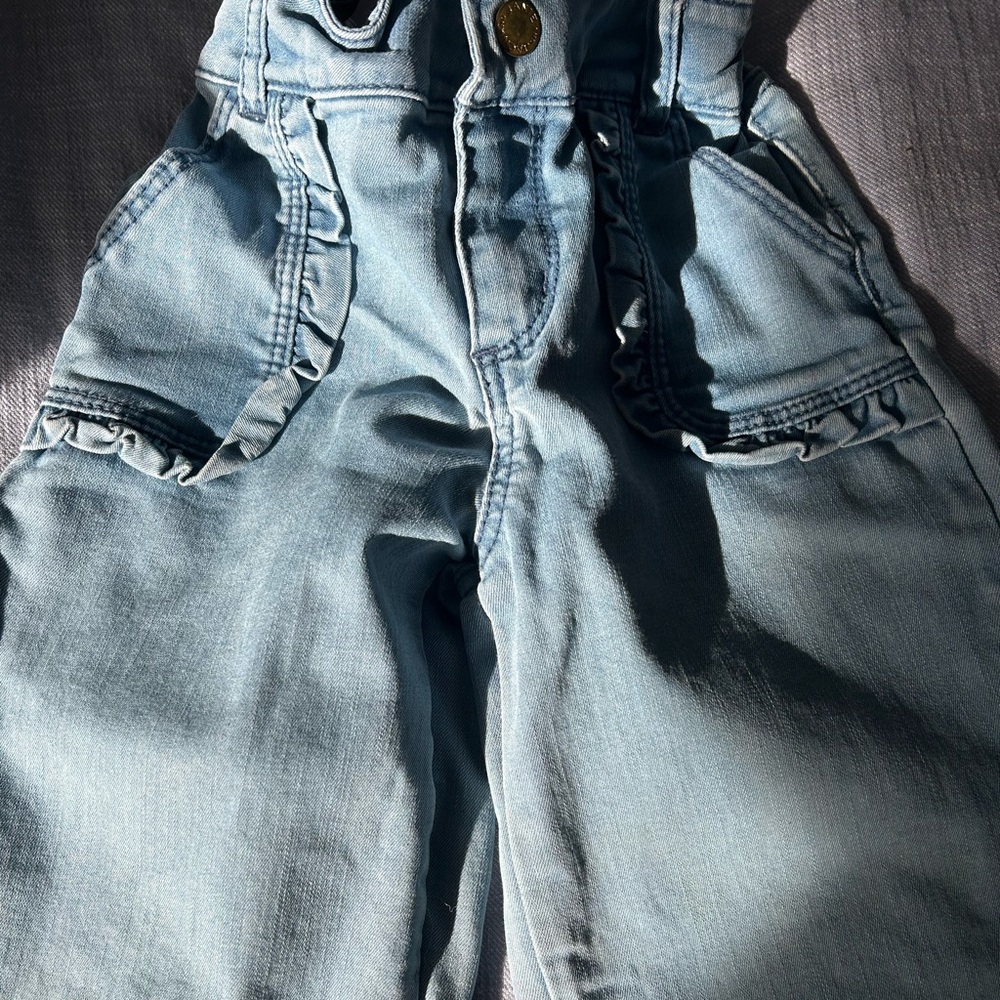 Janie and Jack Light Blue Ruffle Pocket Kids Jeans